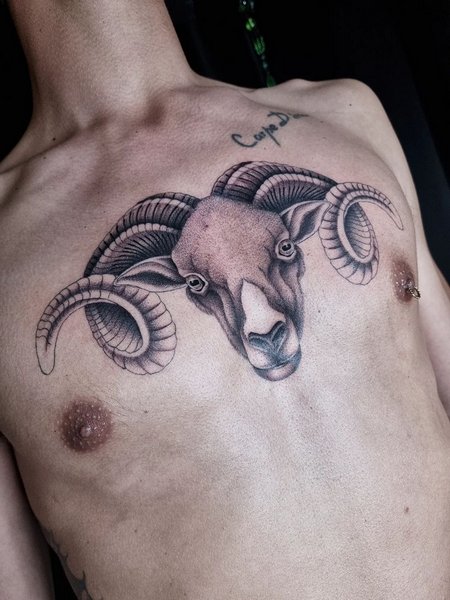 Aries Tattoo On Chest