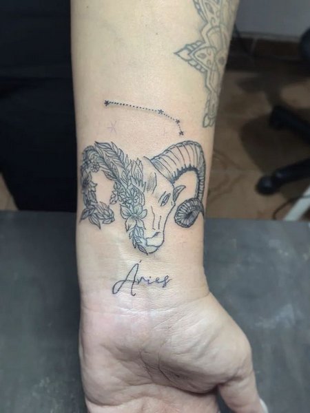 Aries Tattoo On Wrist