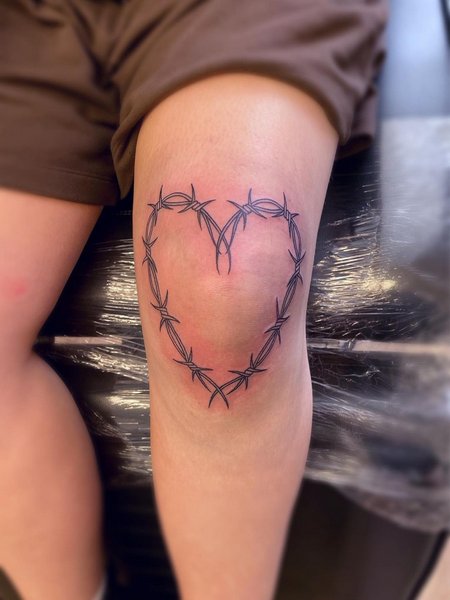Barbed Wire Knee Tattoo
