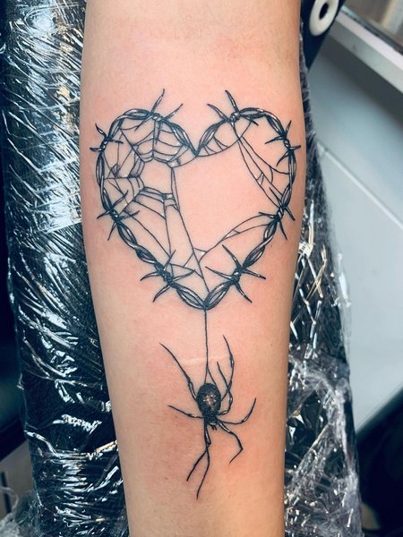 Barbed Wire Spider Tattoo