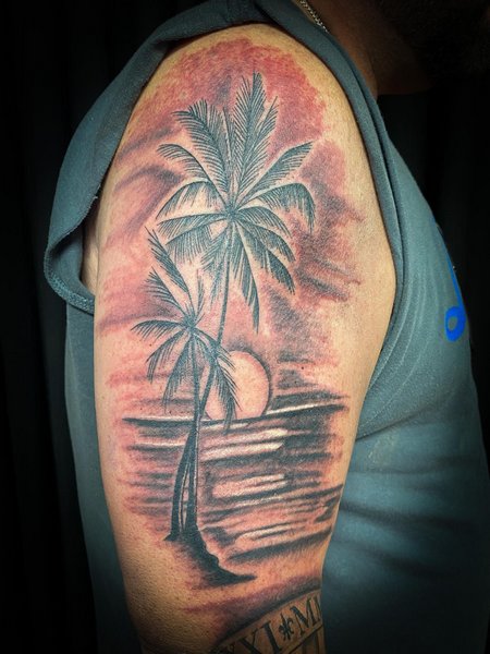 Beach Palm Tree Tattoo