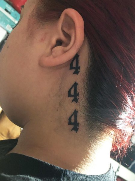 Behind The Ear 444 Tattoo