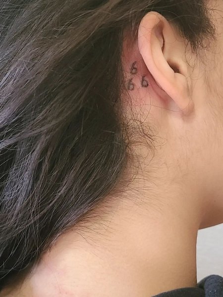 Behind The Ear 666 Tattoo