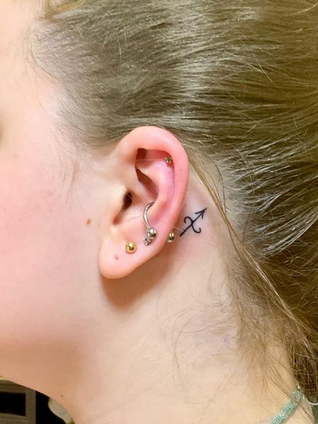Behind The Ear Sagittarius Tattoo