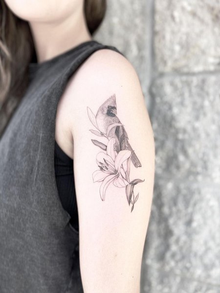 Black And White Cardinal Tattoo