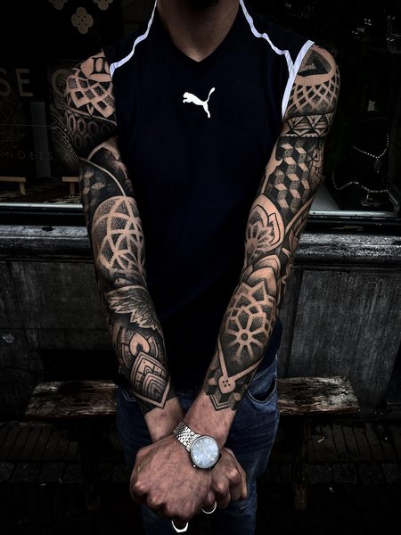 Black Full Sleeve Tattoo