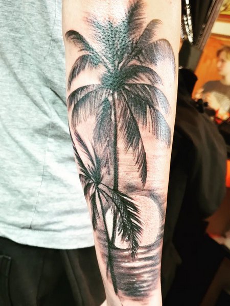 Black Palm Tree Tattoo