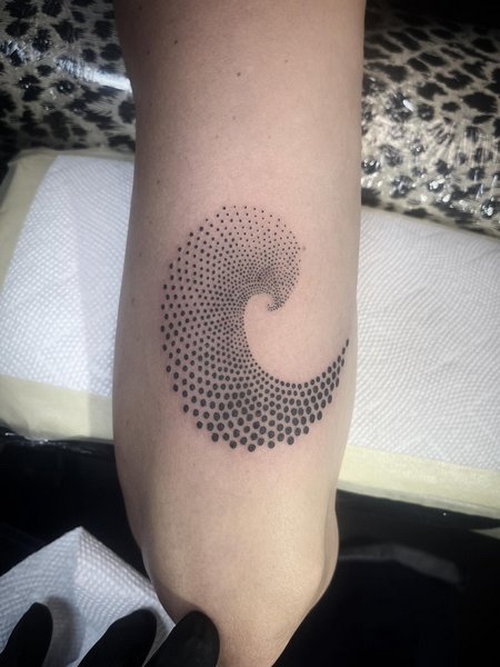 Blackwork Wave Tattoo