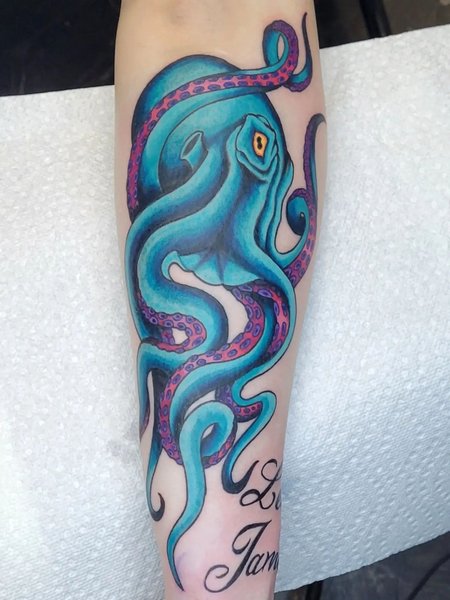 Blue Octopus Tattoo