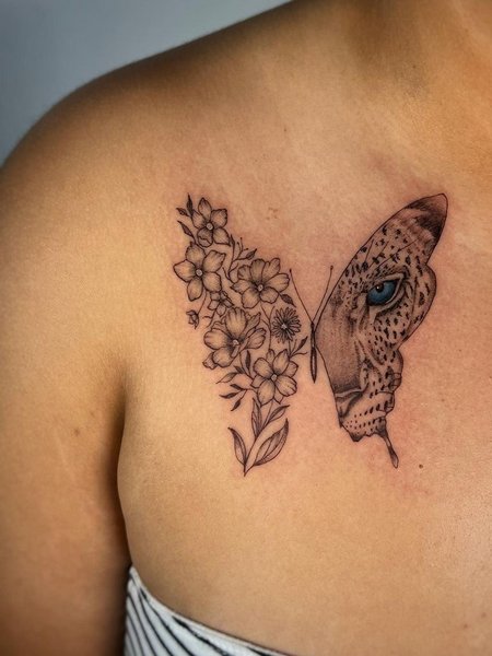 Butterfly And Tiger Tattoo