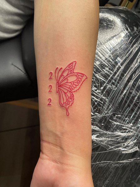 Butterfly and 222 Tattoo