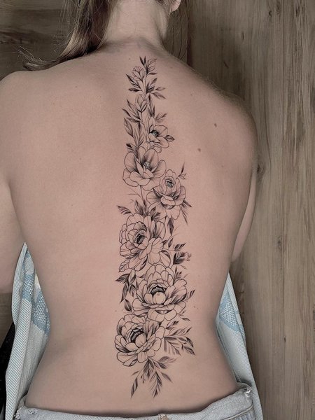 Chrysanthemum Spine Tattoo