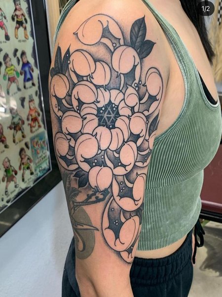 Chrysanthemum Tattoo On Shoulder