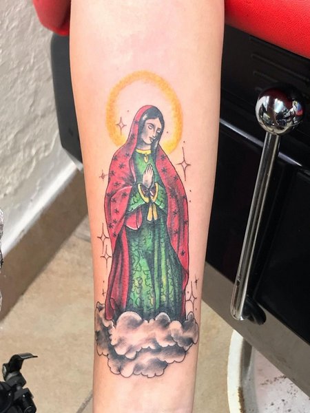 Color Virgin Mary Tattoo
