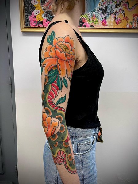 Colorful Full Sleeve Tattoo