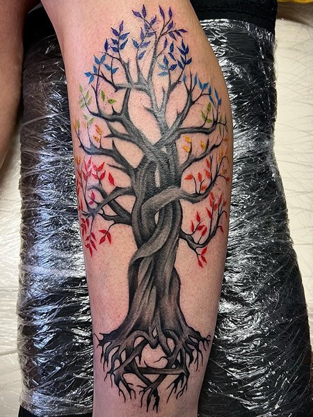 Colorful Tree Of Life Tattoo