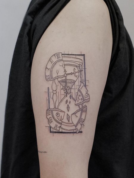 Cracked Hourglass Tattoo