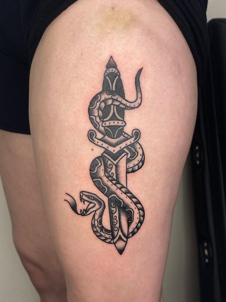 Dagger And Snake Tattoos