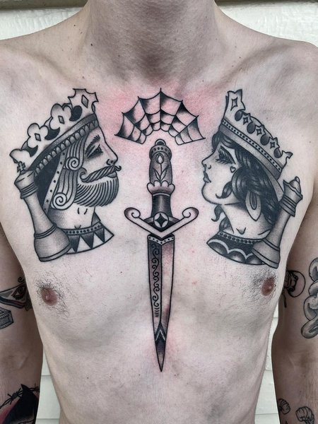 Dagger Tattoo On Chest