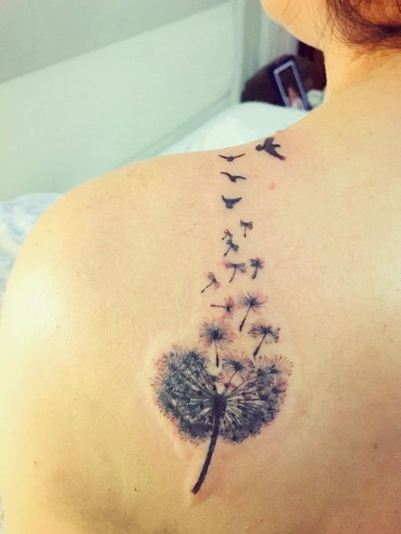 Dandelion Back Tattoo