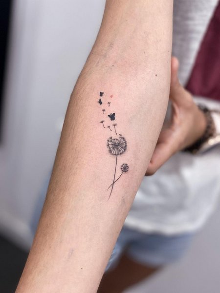 Dandelion Butterfly Tattoo