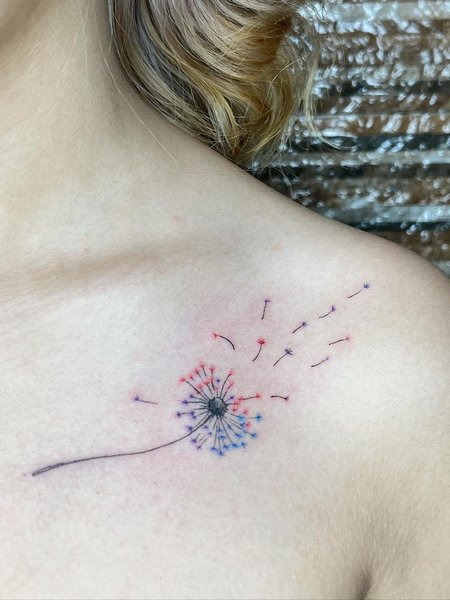 Dandelion Collarbone Tattoo