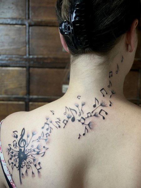 Dandelion Music Note Tattoo