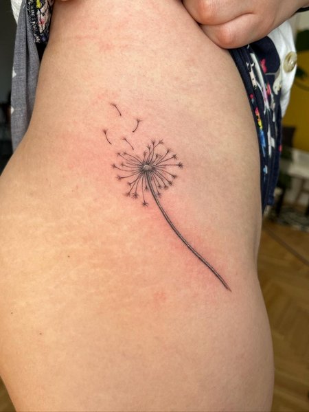 Dandelion Thigh Tattoo