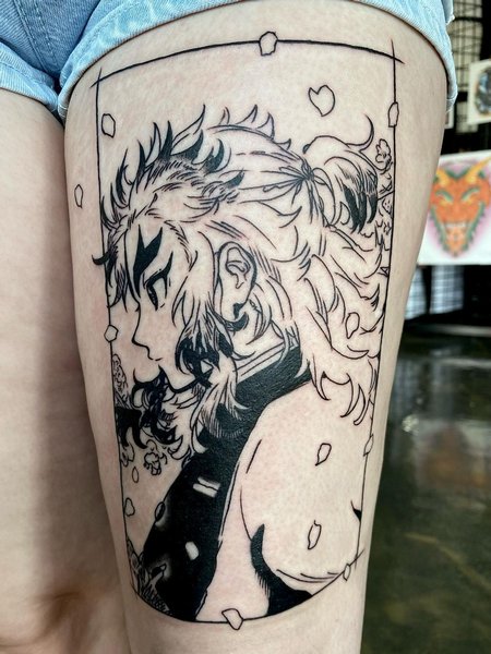 Demon Slayer Leg Tattoo