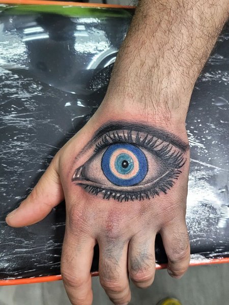 Evil Eye Tattoo On Hand