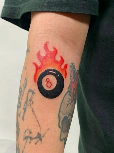 Flaming 8 Ball Tattoos