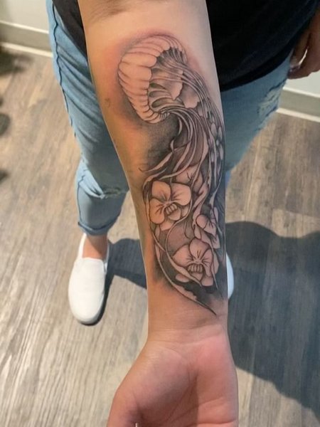 Flower And Jellyfish Tattoo
