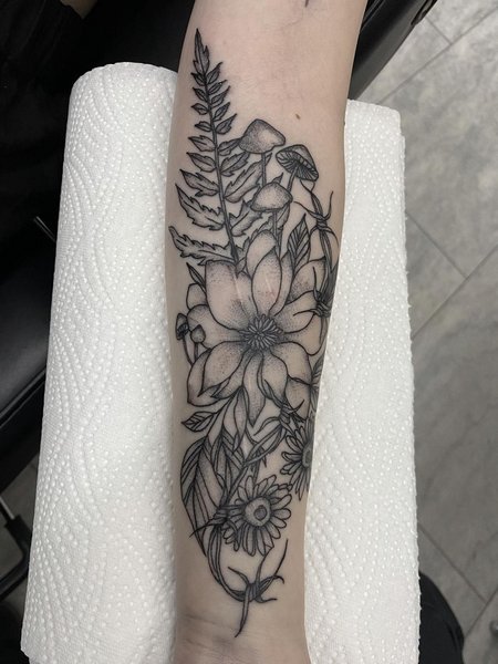 Flower Barbed Wire Tattoo