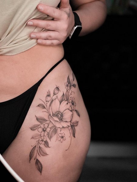 Flower Hip Tattoo