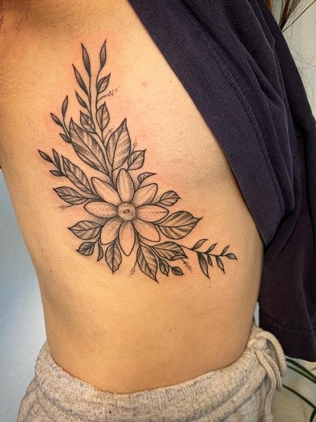 Flower Side Boob Tattoo