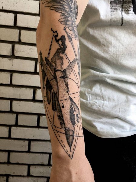 Forearm Airplane Tattoo