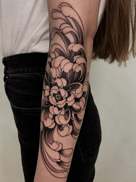 Forearm Chrysanthemum Tattoo