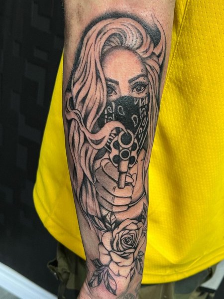 Forearm Gun Tattoo