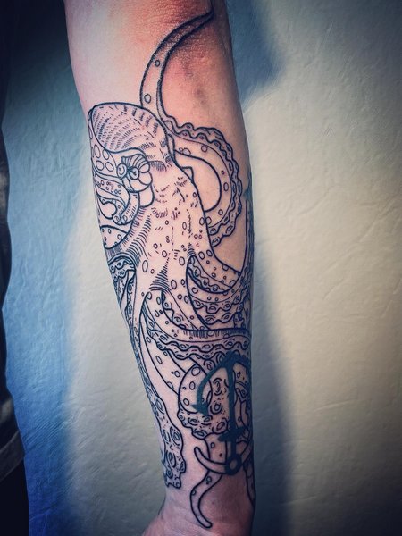 Forearm Octopus Tattoo