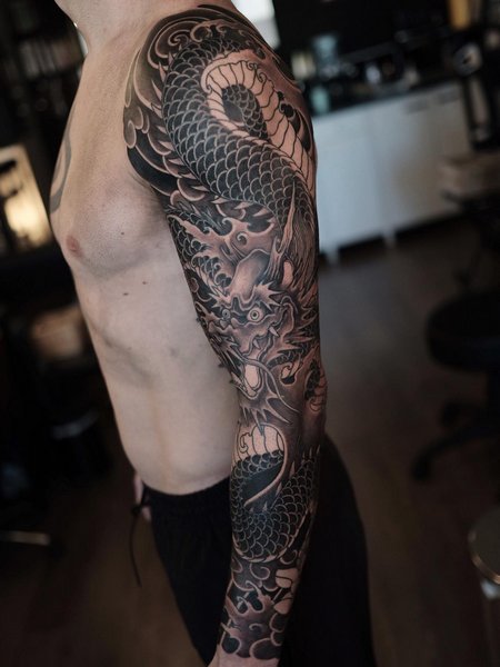 Full Sleeve Dragon Tattoo