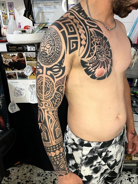 Full Sleeve Tribal Tattoo