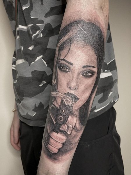 Gun Tattoo On Arm