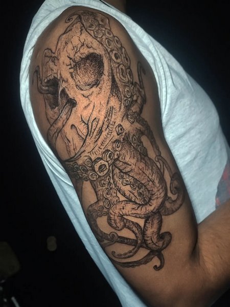 Half Sleeve Octopus Tattoo