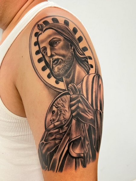 Half Sleeve San Judas Tattoo