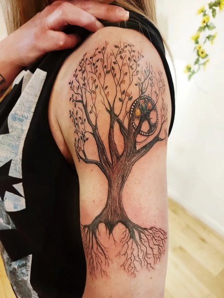 Half Sleeve Tree Of Life Tattoo