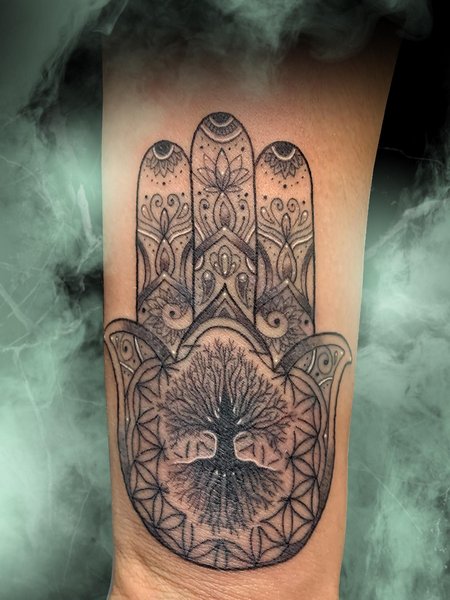 Hamsa Tree Of Life Tattoo