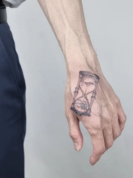 Hourglass Tattoo On Hand