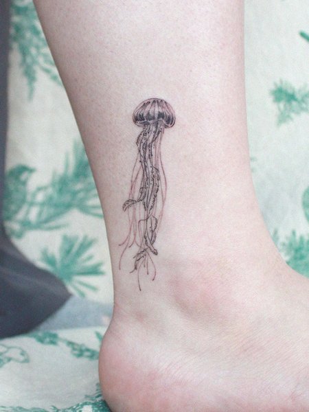 Jellyfish Tattoo On ankle