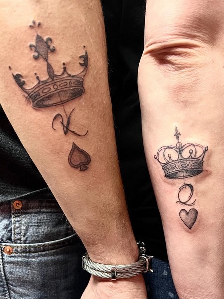 King And Queen Tattoo On Forearm