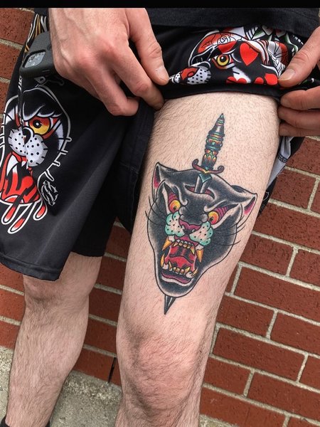 Knife and Panther Tattoo